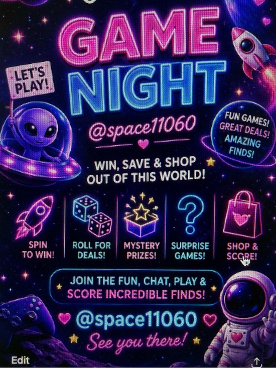 Other - Game Night Space-Themed Poster - Purple & Blue